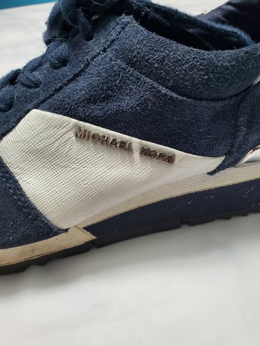 Michael Kors Mens Suede Shoes Blue And White Size: 7.5 M Lace Up Sneakers - Picture 4 of 7