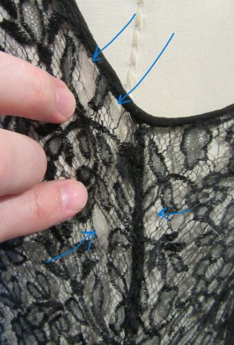 ANTIQUE VINTAGE DRESS 1920S T0 1930S ALL LACE BLACK GOWN DECO SIZE S TO M F8 - Picture 19 of 19