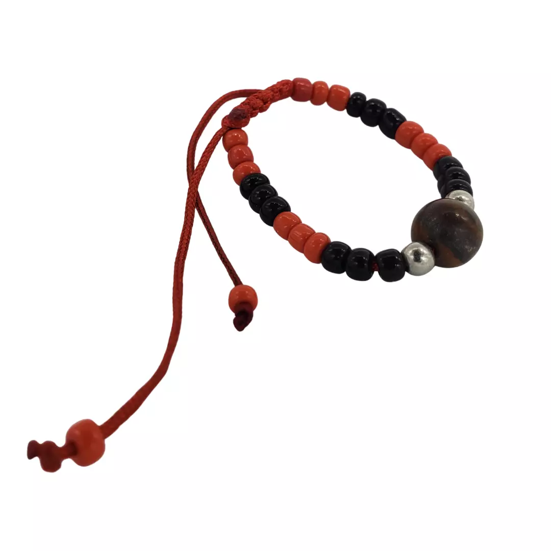 Baby Protection bracelet red black with natural stone eBay