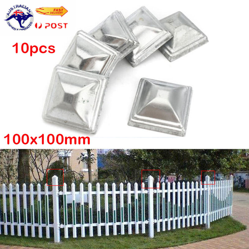 10pc 100x100mm Steel Fence Top Cover Iron Post Caps For Fence Posts