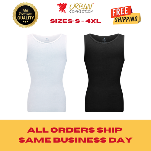 Pack of 6 Mens 100% Cotton A-Shirt Undershirt Ribbed Tank Top - Picture 2 of 11