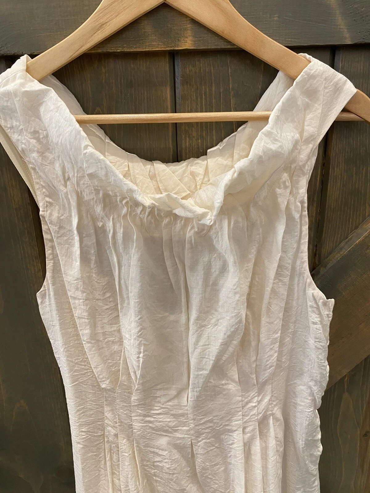 OFF WHITE Abito donna BCBG Maxazria Rnway bianco sporco taglia 8 senza maniche scollo a scoop