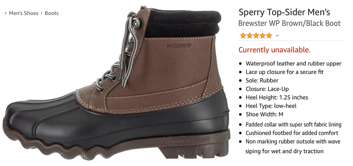 NEW $130 Sperry 9 Top-Sider Brewster Boot Leather Weather 