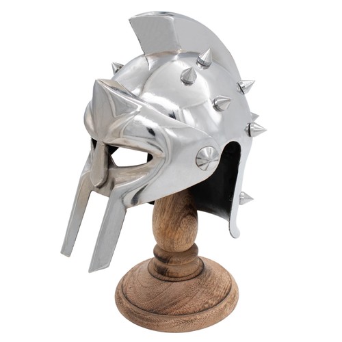Medieval Helmet Miniature Sallet Head Guard Decor Roman Spartan Display Stand - Picture 11 of 13