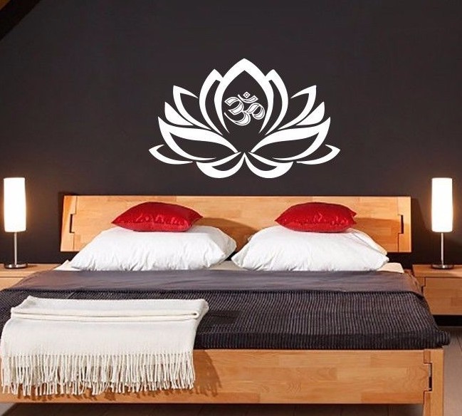 Wall Decals Lotus Flower Decal Om Symbol Vinyl Sticker Yoga Studio ...