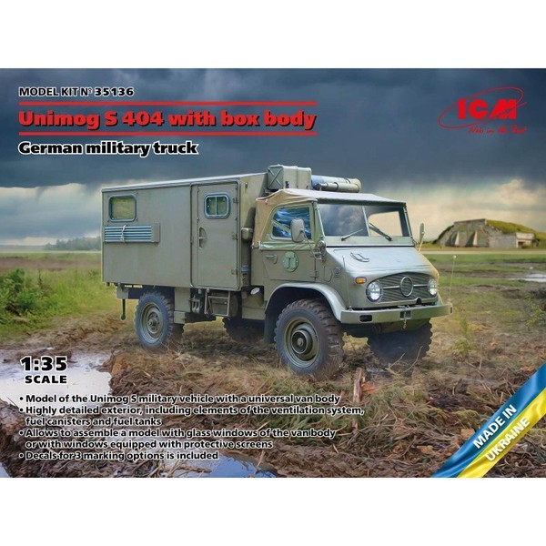 Icm 35136 Unimog S 404 With Box Body German Military Truck 1/35-image