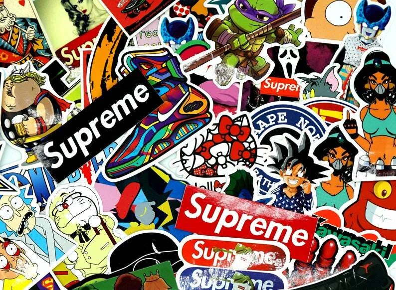 Supreme sticker bomb top