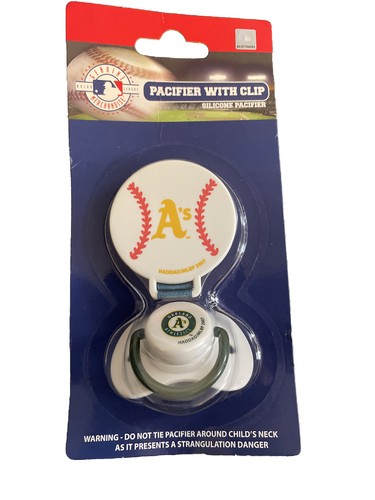 MLB Oakland Athletics A's Baseball Baby Pacifier With Clip