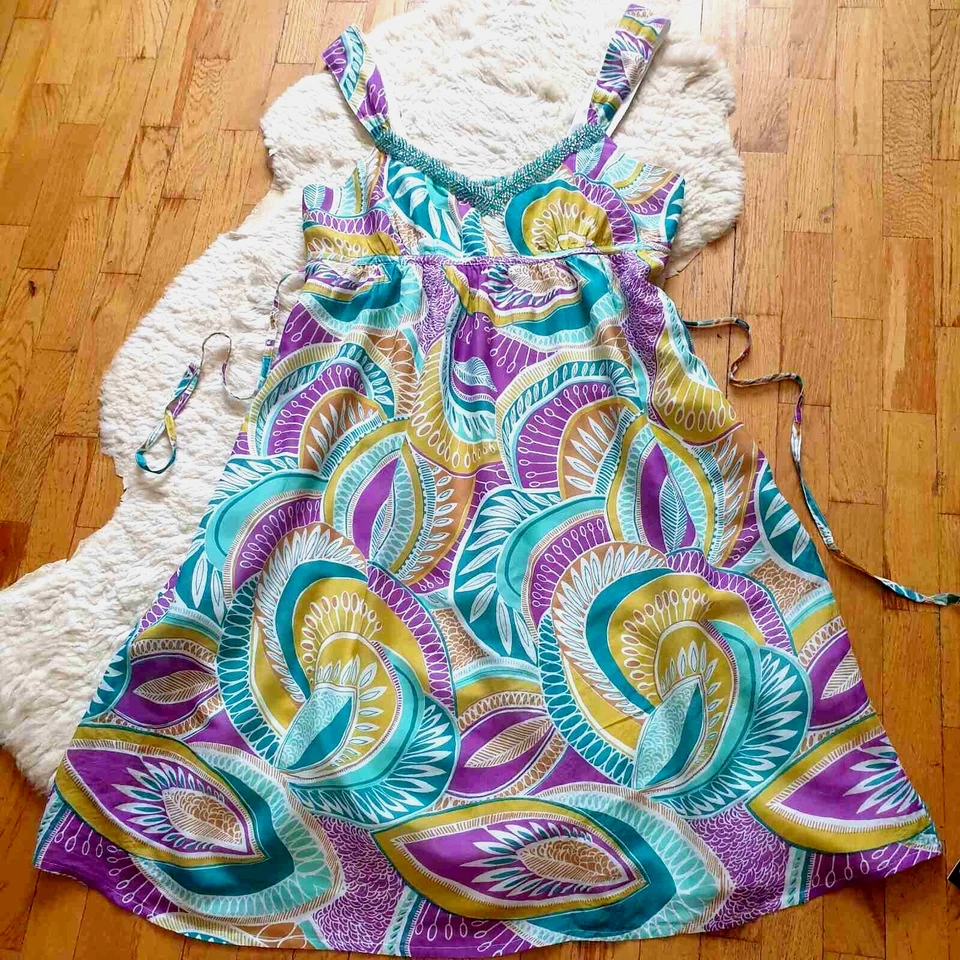 Vestido sem mangas Butterfly By Matthew Williamson feminino seda verão tamanho Reino Unido 12/M - Imagem 2 de 4