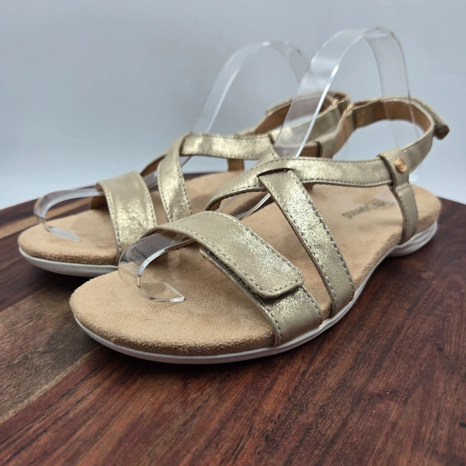 Spenco Grace Sandals Women's 9B Gold Tan Vegan Comfort Strappy Cross Strap - Image 4 of 4