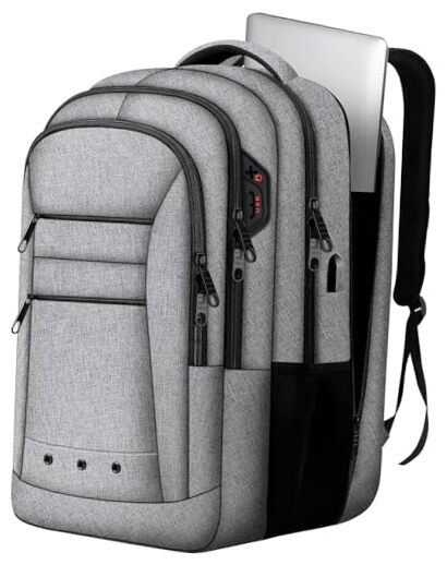 17-Inch Grey Laptop Travel Backpack for School & Trips