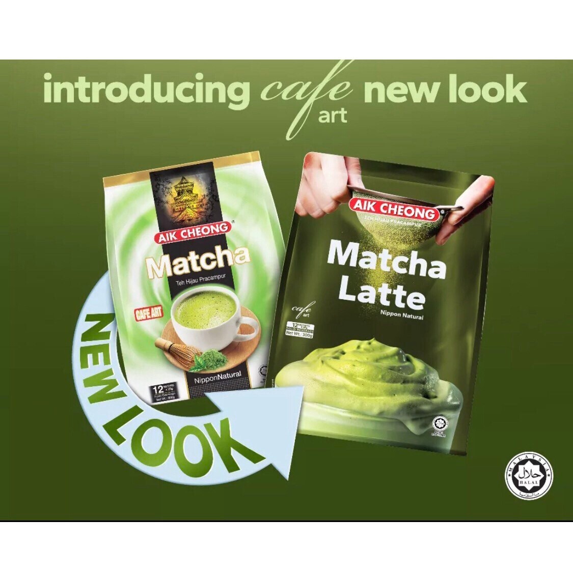 AIK CHEONG Matcha Green Tea Latte Caffeine-Free (12 Sachets x 25g