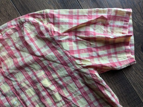 Cutter & Buck Chambray Short Sleeve Shirt Red & Yellow Plaid Mens XL 100% Cotton - Picture 3 of 16