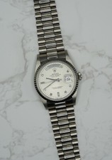 Gents 18ct White Gold Rolex Day-Date 36 18239 Factory Silver Diamond Dial