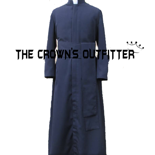 New Navy Blue Catholic Priest Men's Cassock Wool Wide Cincture Expedited Ship