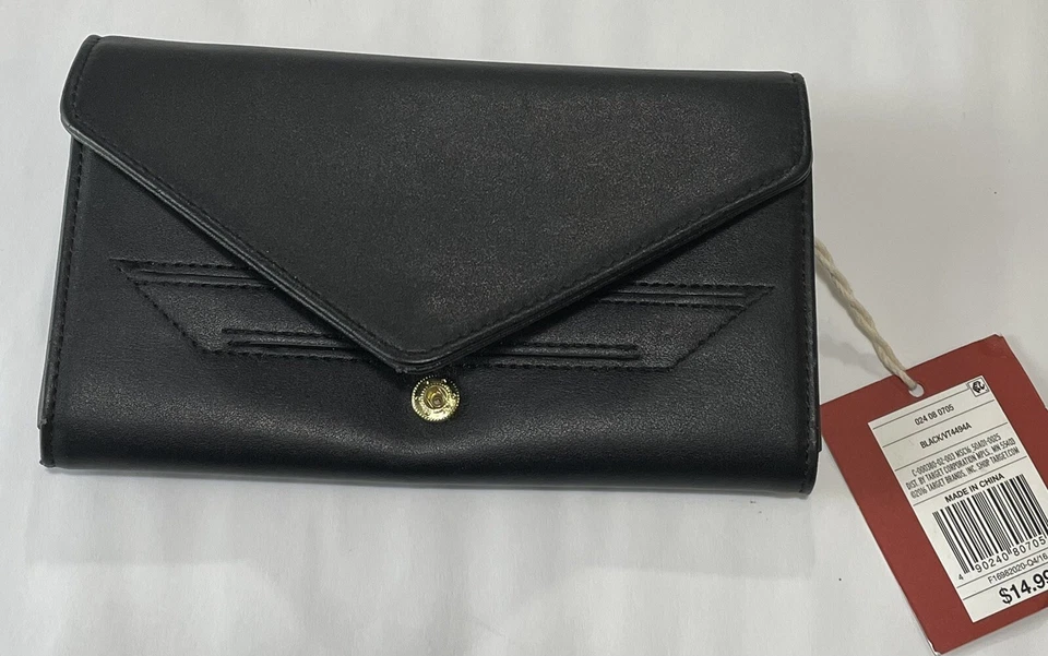 Mossimo Cartera Negra Cierre a Presión Bolsillo con Cremallera Ranuras para Tarjetas de Crédito Nueva con Etiquetas Foto 3 de 4