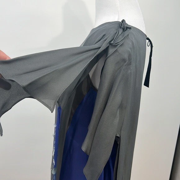 Платье женское Poleci 0 серое синее шелковое авангардное с блестками асимметричное - Изображение 3 из 4