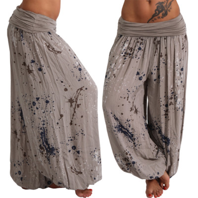 Leichte Sommer Hose Strand Harem Aladin Freizeit Ali Baba Pumphose Pluder Klecks