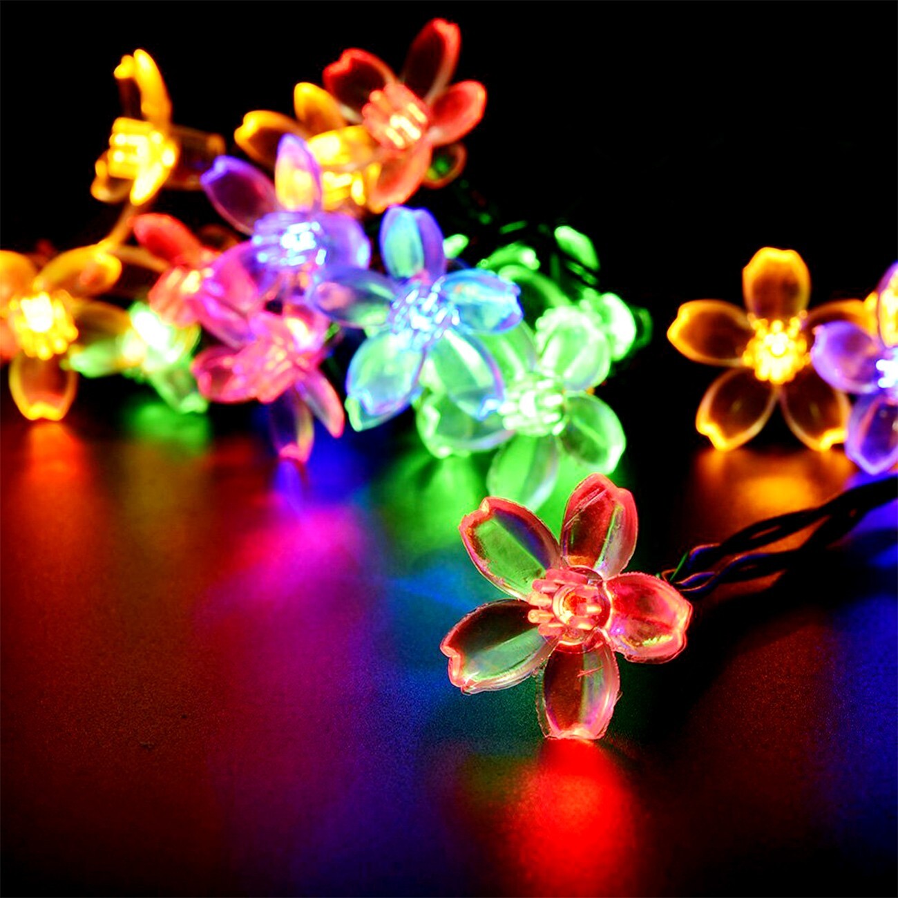 5m 20 Solar LED Lichterkette Außen Bunte Solarleuchte Blumen Außenbeleuchtung
