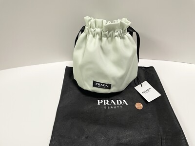 Prada Beauty Pouch Drawstring Light Green Dust Bag