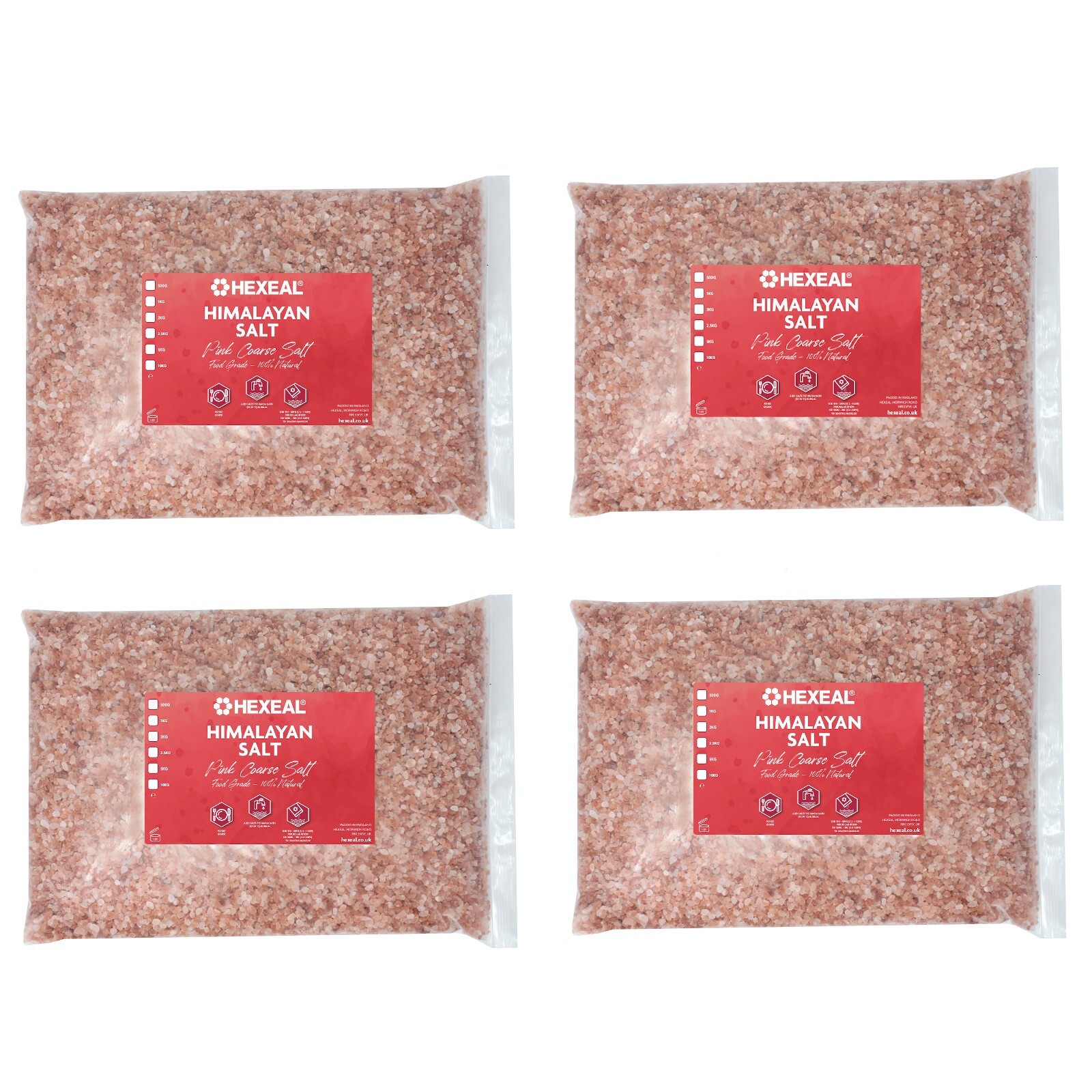 Hexeal Himalayan Pink Salt 20kg – 4 x 5kg Bag 100% Natural Coarse Food Grade
