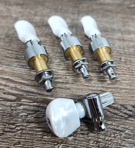 ☆SET 4☆~Tone Ninja Planetary Geared Banjo CHROME Pegs with Pearloid buttons~