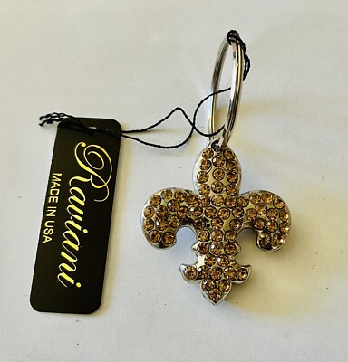 Raviani Full Crystal Fleur De Lis Keychain W/ Light Colorado Topaz
