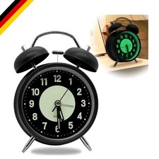 Leuchtende Wecker, Lautloser Wecker Analog Ohne Ticken Retro Doppelglockenwec...