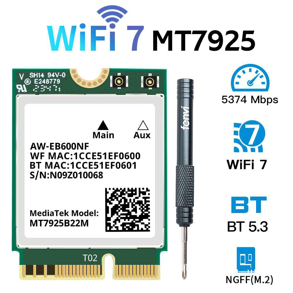 WiFi 7 MediaTek MT7925 M.2 WiFi Network Card Bluetooth5.3 5400Mbps