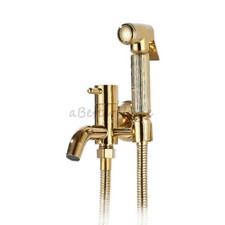 Polished Gold Bathroom Cleaning Spray Toilet Bidet Shower Head Douche Set Solid