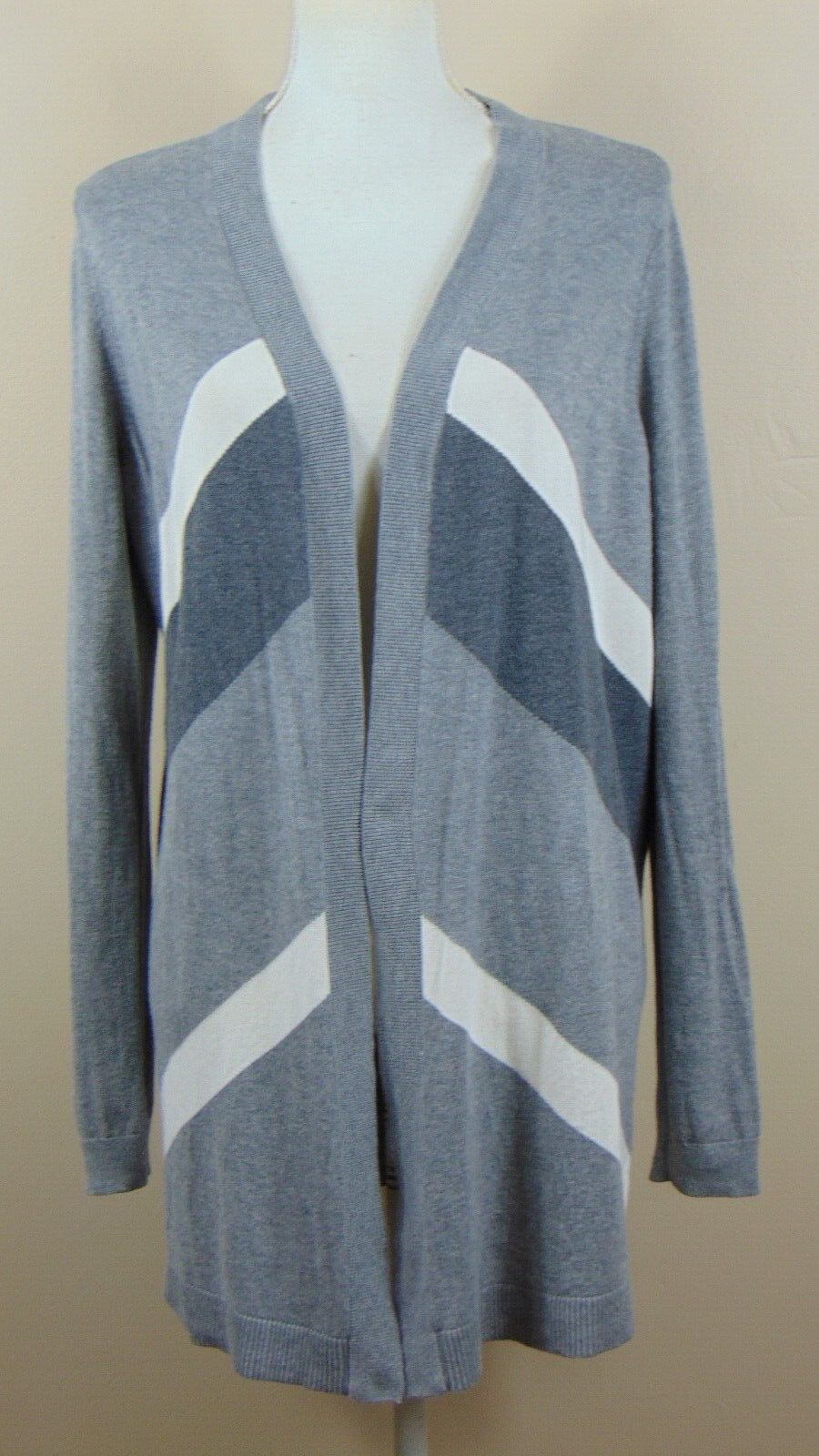 Banana Republic Gray White Chevron Open Duster Cardigan Sweater Women's Size Small