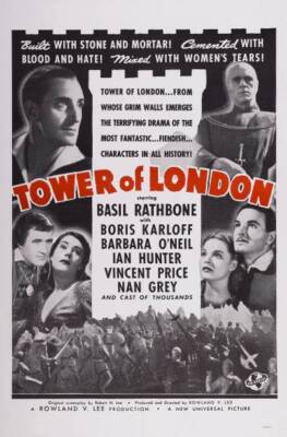 Tower Of London poster Basil Rathbone Boris Karloff John Sut Old Movie Photo