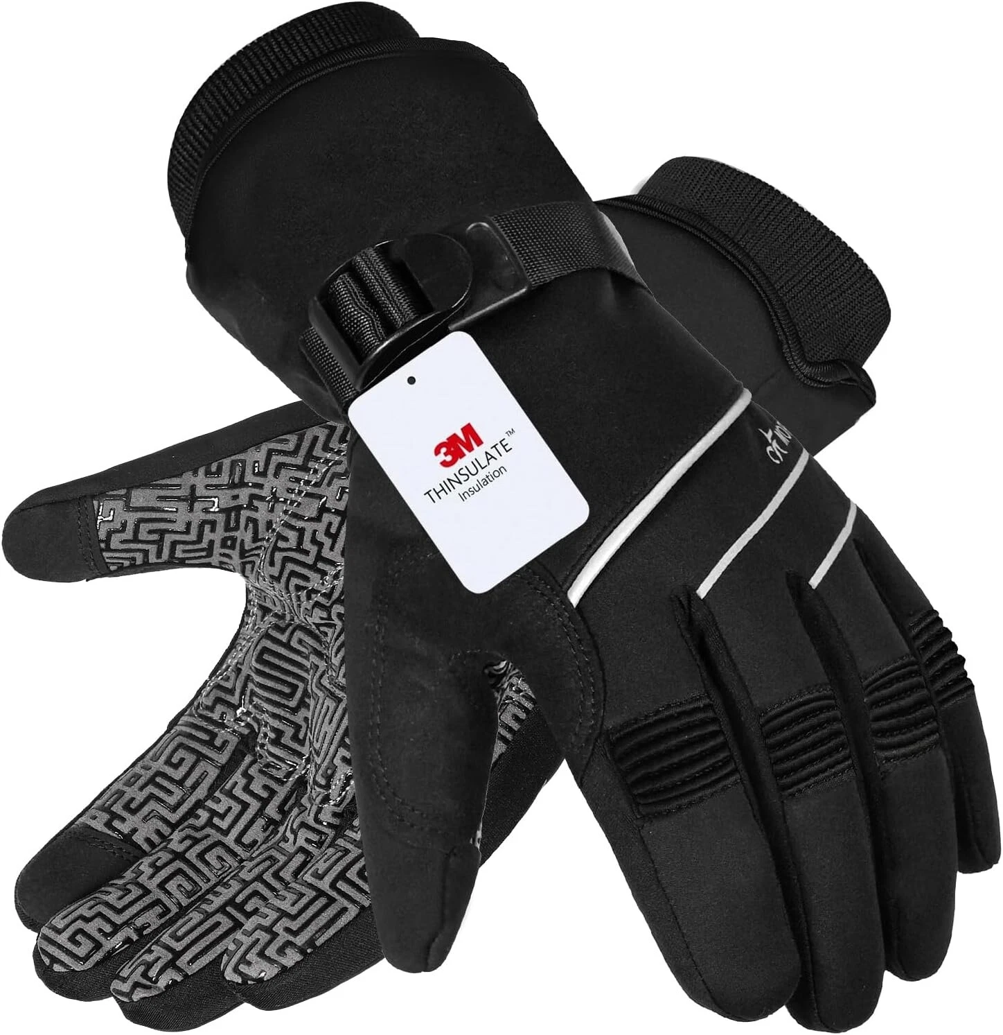 MOREOK Waterproof & Windproof -30°F Winter Gloves, Black, Small