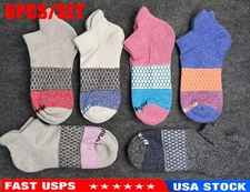 6 Pair Bombas Womens Tri-Block Marl Ankle Sock 6 Color Select Size M - USA
