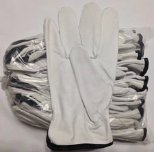12 Pair Pack, Goat Skin Grain Leather Drivers, work safety gloves (PPE), Size  M