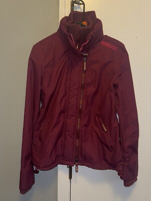 Superdry Japan The Wind Cheater Jacket Women s Size Medium Burgundy 3-zip J2