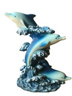 Turtle King Blue Dolphin Trio Resin Figurine 7.5"Home Decor Vintage