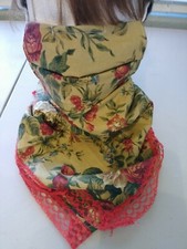 2-in-1 Scarf Face Mask - Tan with Red Floral Pattern