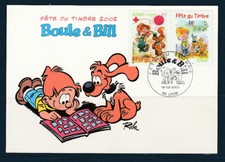 carte 1er jour fête du timbre Boule et Bill   paire de carnet 69 Lyon   2002