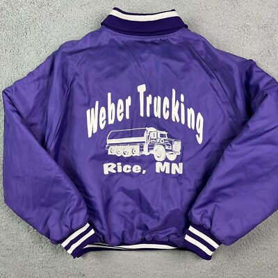 Vintage Weber Trucking Coat Satin Purple Construction Jacket Rice Minnesota XXL