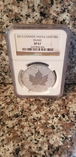 2013- $5 Canada  Snake silver Maple Leaf  Ngc SP67