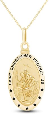 Saint Christopher Protect Us Religious Pandent Sterling Silver 925