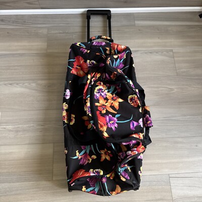 Roxy 2 Wheeled Suitcase Rolling Duffle JUNGLE LEAVES WHEELIE ROLLER LUGGAGE