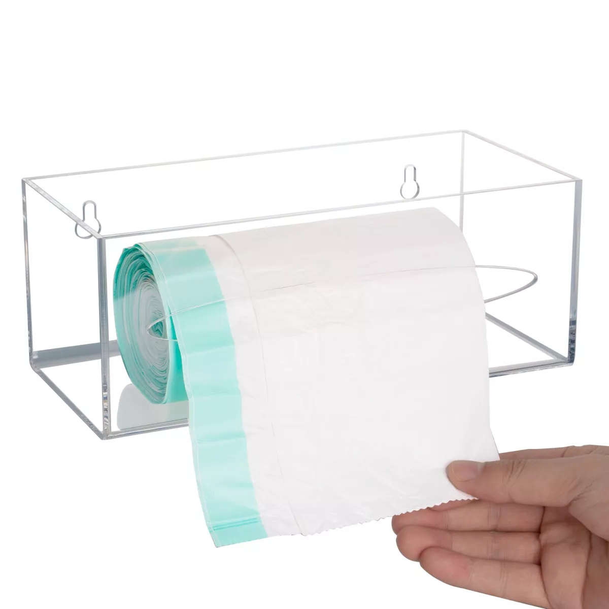 Trash Bag Dispenser Holder, Wall Mount Acrylic Kitchen Organizer Storage Box