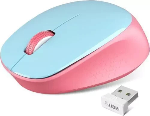 Ratel Wireless Silent Portable Mouse for Laptop in Pink and Blue-image