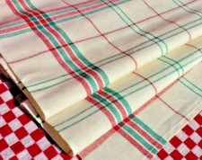 LOT 2 TORCHONS ANCIENS "Fleur Bleue" TOILE MÉTIS BICOLORE, Jamais utilisés! 