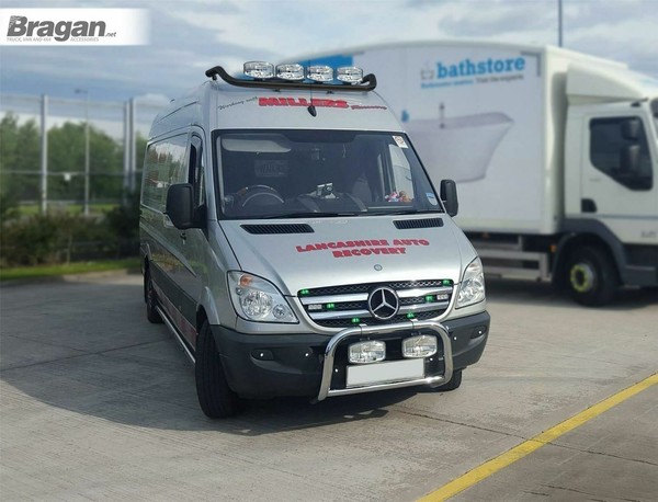 DachträGer C + Leds FüR Mercedes Sprinter Medium 2018+ Hoch Edelstahl - Schwarz-image