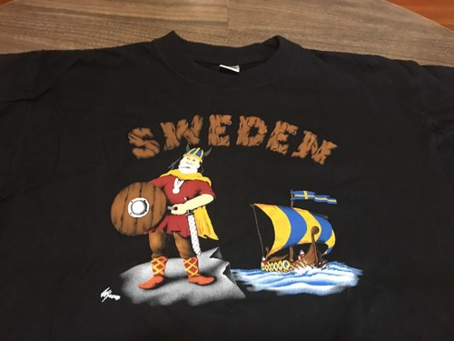 Authentic Sweden Large T Shirt Nordic Viking Ship Scandinavian - Picture 3 of 4