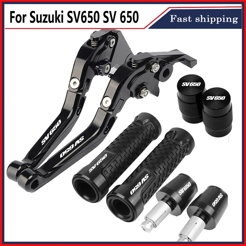 CNC Brake Clutch Levers Handlebars End Plugs Valve Cap Set for Suzuki SV650 - Imagem 2 de 4