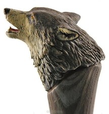 Wolf design wooden hand carved walking stick for men women walking cane gift
